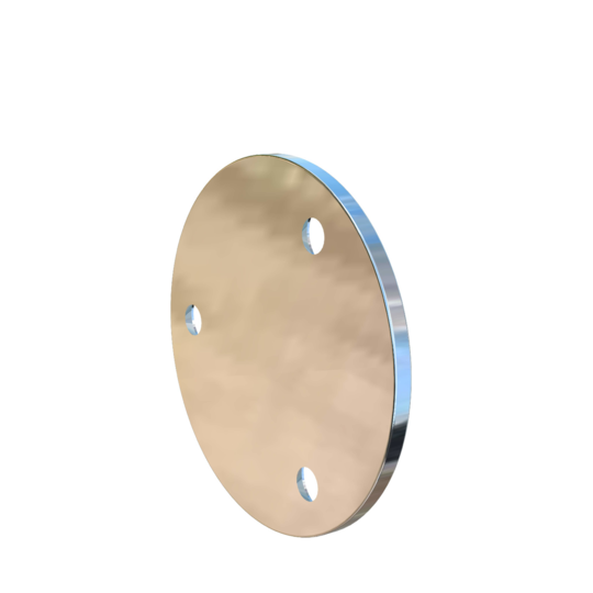 Titanium Circular Base Plate, 4mm X 76.2mm (3 inch) with three countersunk and counter bored holes for 1/4 inch flat head screws